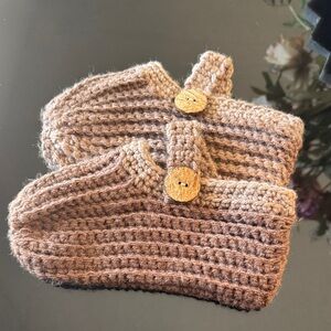 Handmade Crochet Slippers with Button